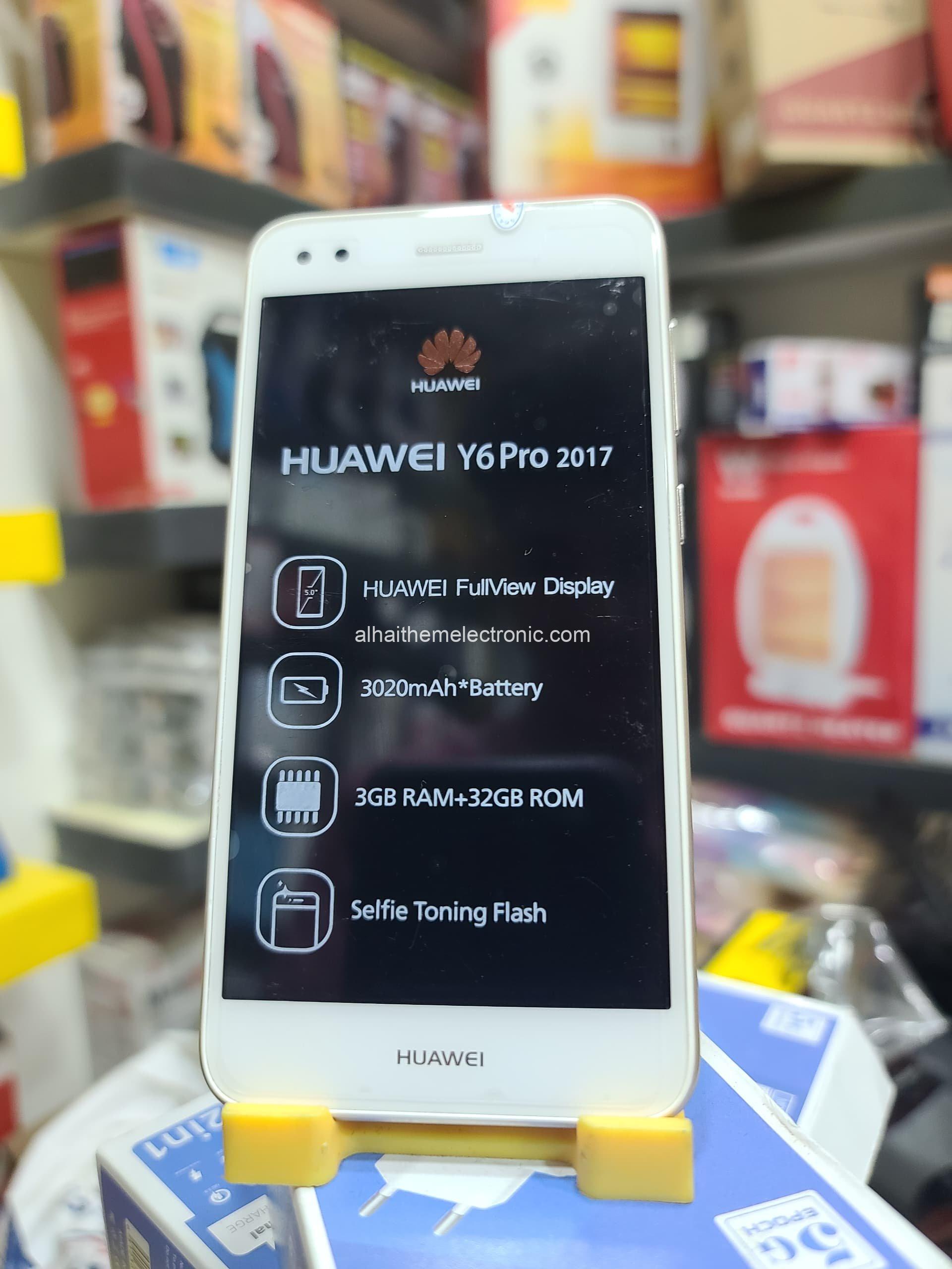 تلفون هواوي Y6 PRO شريحتين نظامين بنفس الوقت 32GB رام 3GB شبه جديد باللواصق